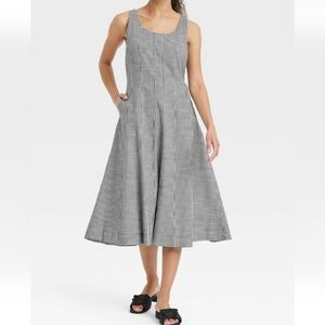 Women's Black and White Gingham Dress by A New Day Small